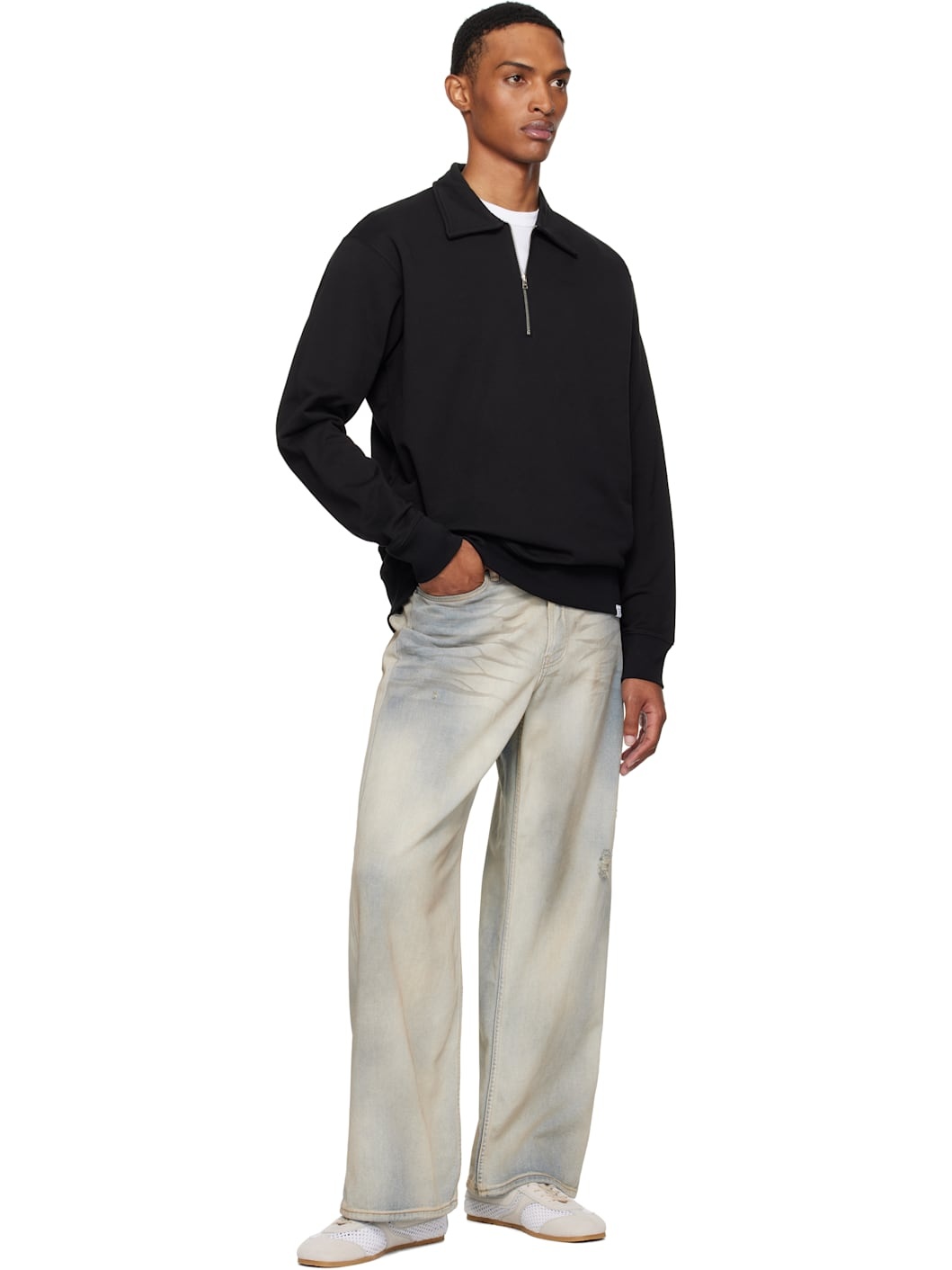 Black Ketel Relaxed Organic Half Zip Sweatshirt - 4