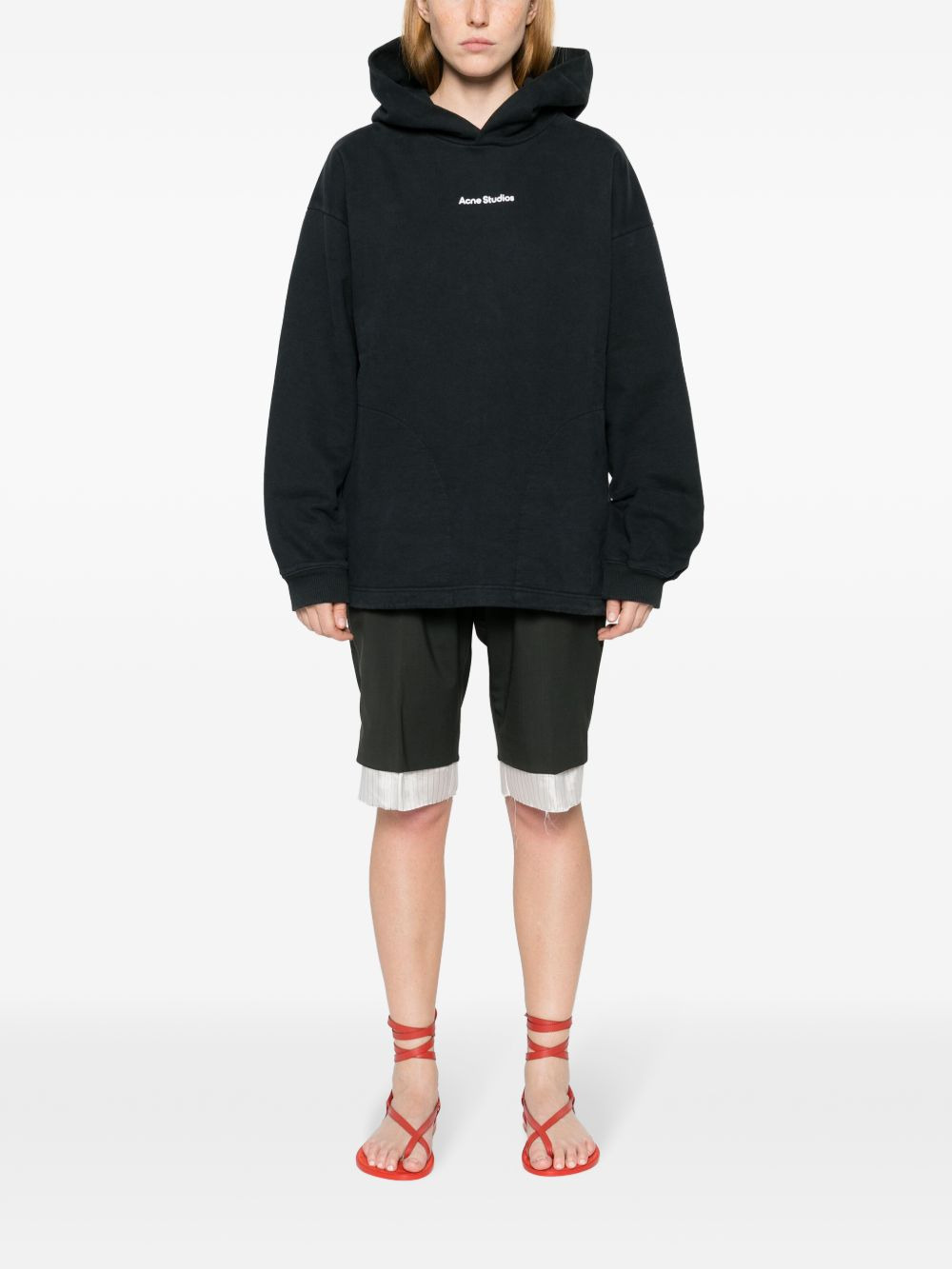 logo-print cotton hoodie - 2