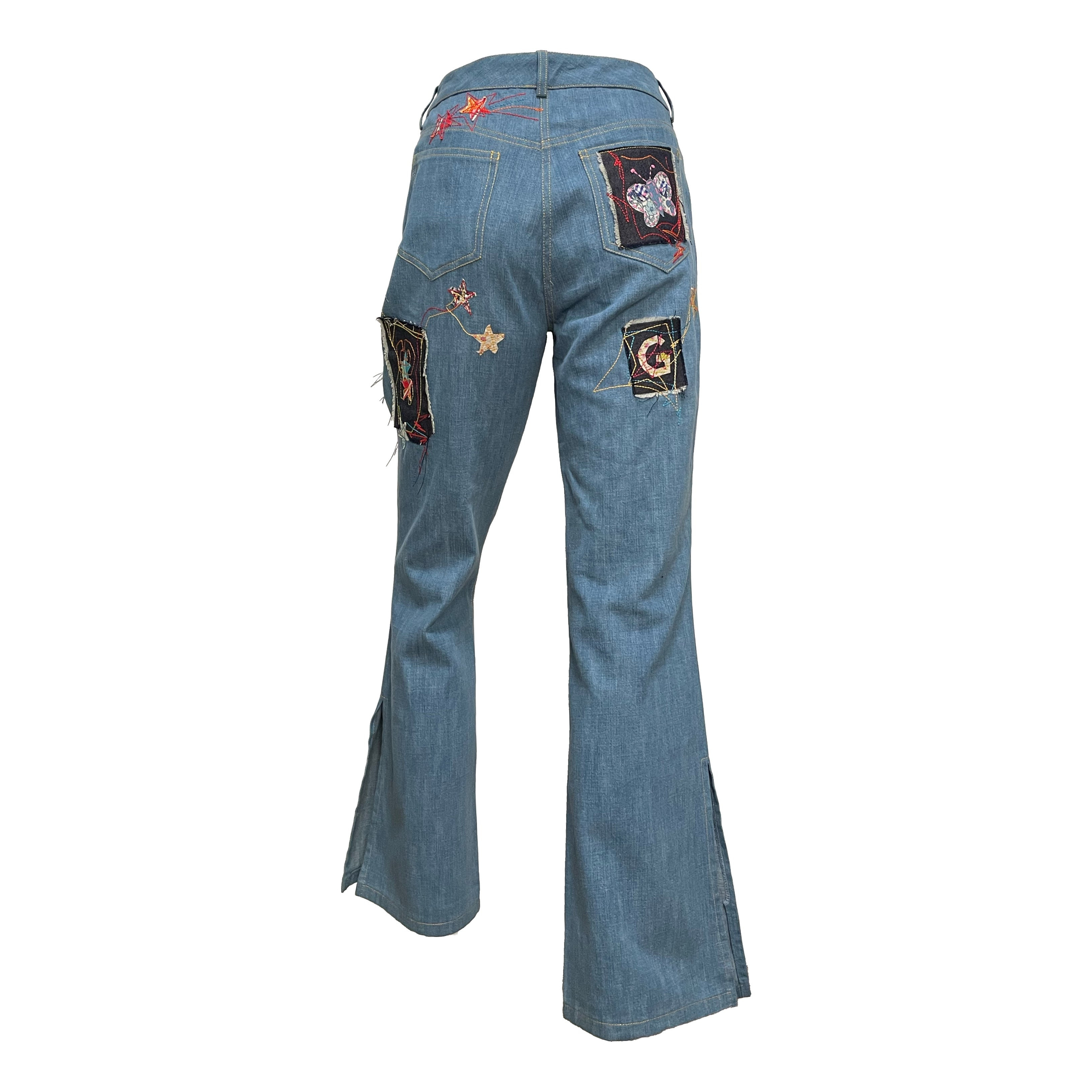 JOHN GALLIANO Spring Summer 2002 Flared Denim Patchwork Pants - 2