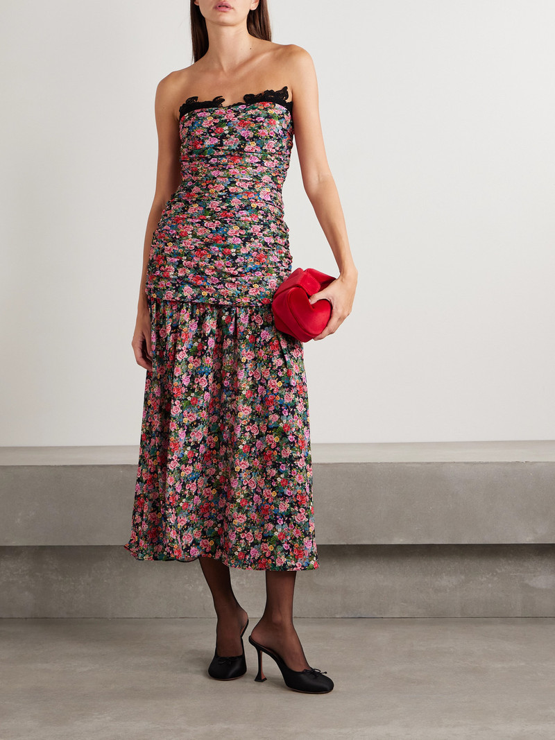 KIKA VARGAS Viola Lace-trimmed Floral-print Chiffon Midi Dress outlook