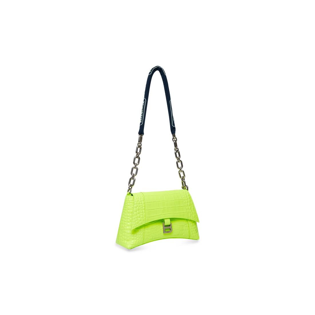 Women's Downtown Small Shoulder Bag With Chain Crocodile Embossed in Yellow - 3