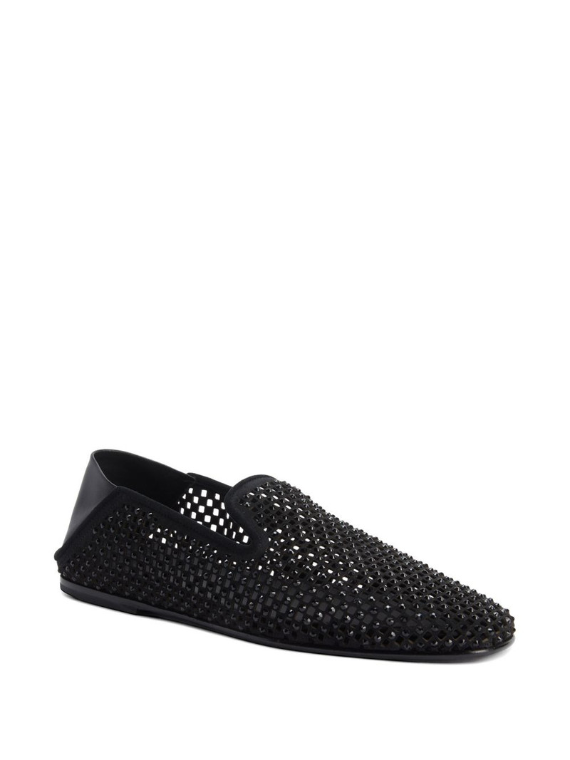 Giuseppe Zanotti perforated rhinestone loafers outlook