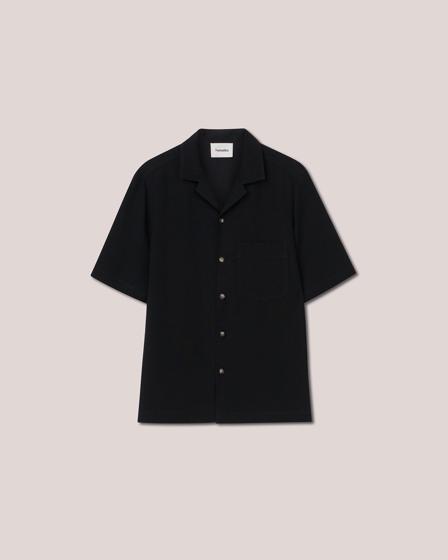 BODIL - Tech linen shirt - Black - 1