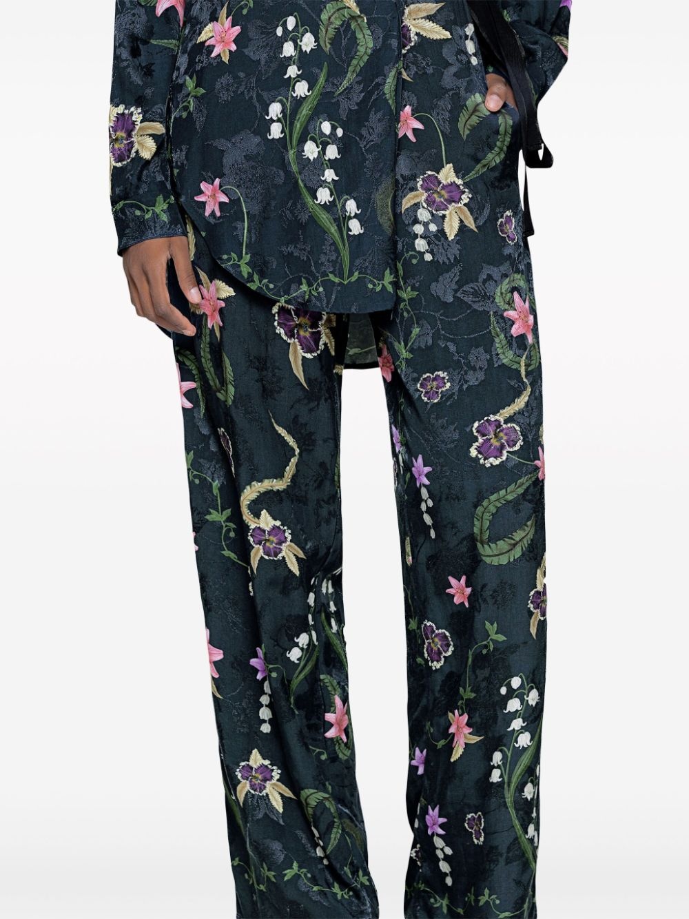 Memoria Tesoro floral-print flared trousers - 4