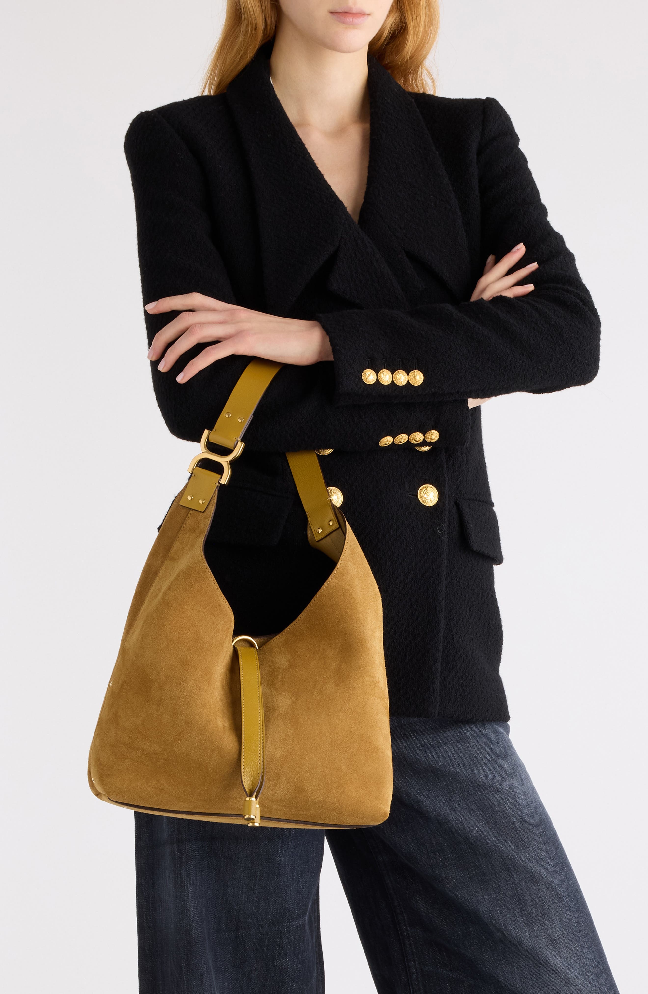 Chloé Marcie Suede Hobo Bag in Gold Khaki at Nordstrom - 2
