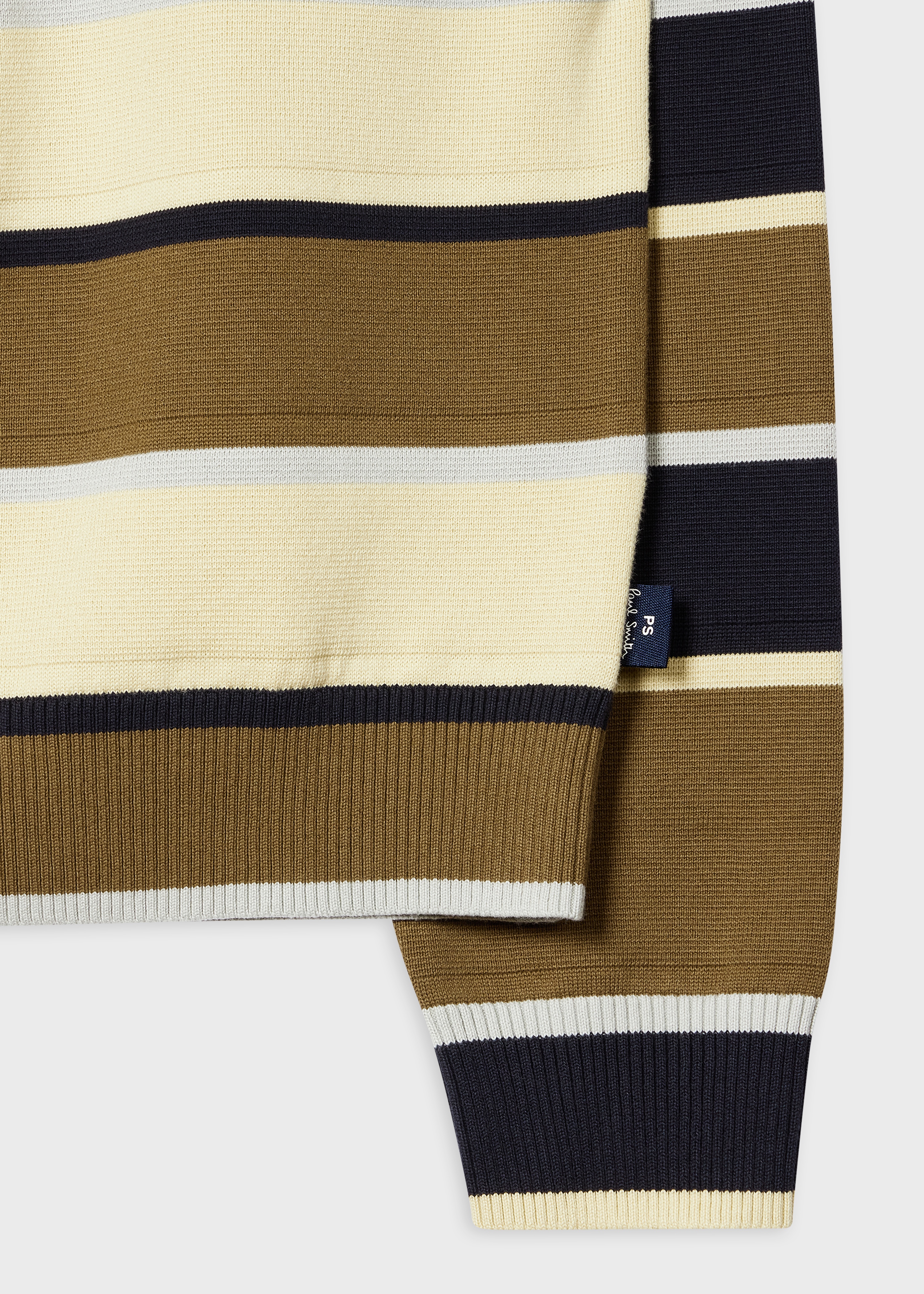 Khaki Stripe Milano Cotton Cardigan - 2