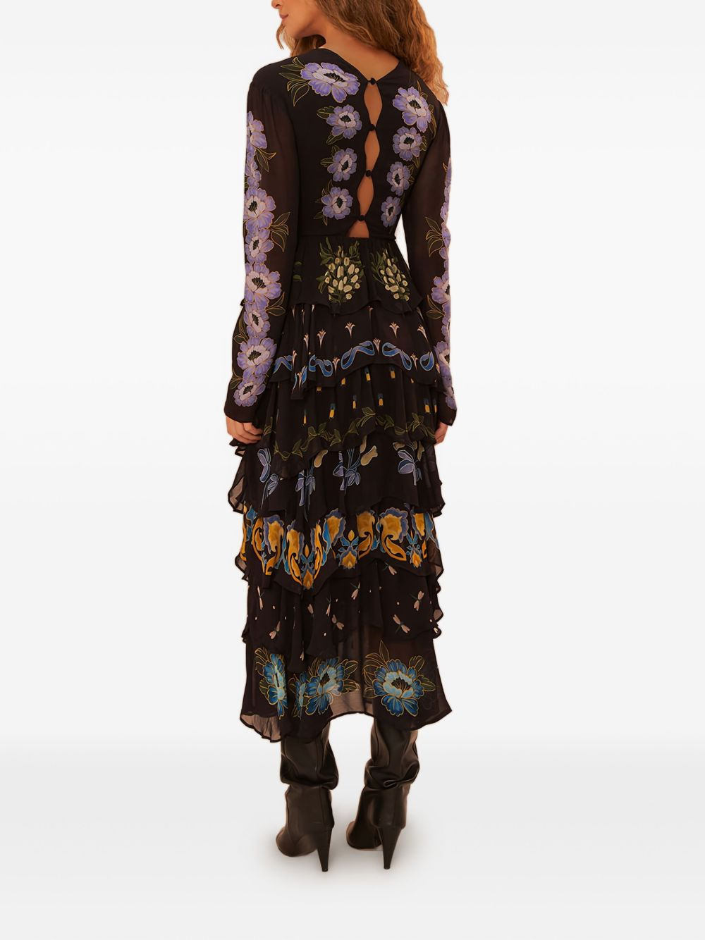floral-print ruffled dress - 3