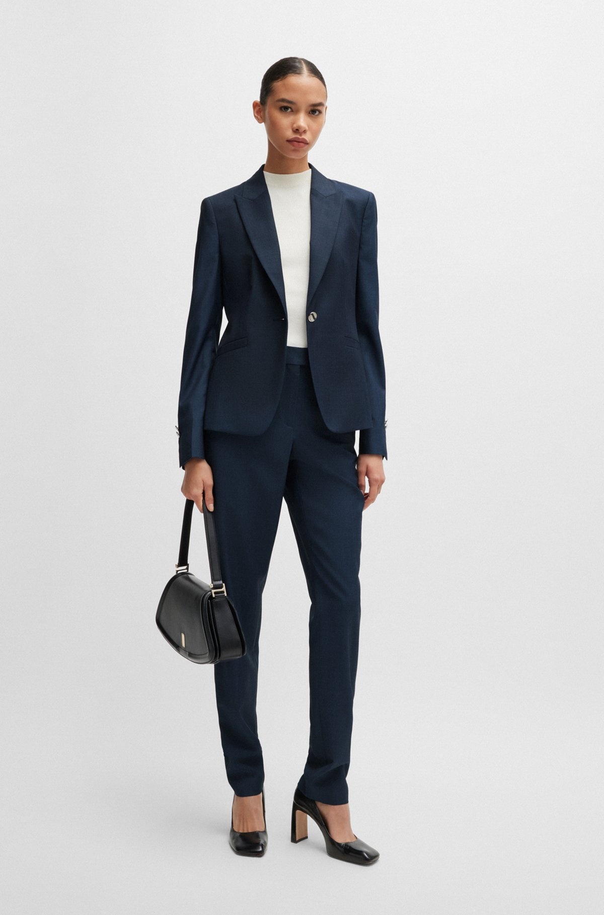 RELAXED-FIT TROUSERS IN DENIM-EFFECT WOOL TWILL - 3