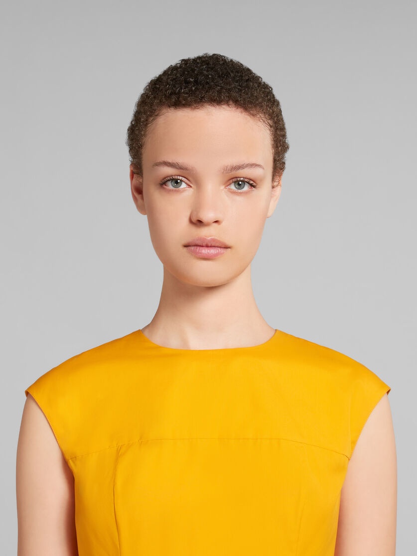 ORANGE BIO POPLIN MIDI DRESS WITH MINI PLEATS - 4