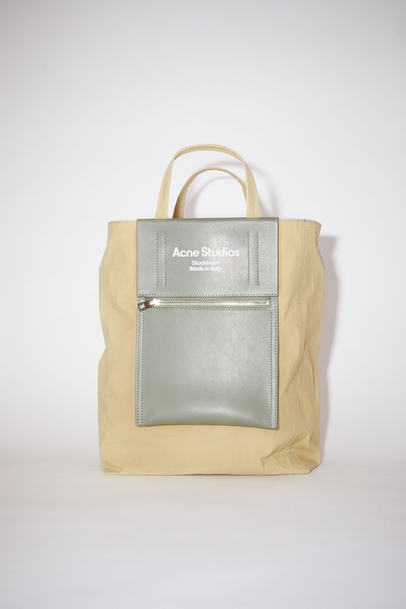 Papery recycled Nylon tote bag - Olive green/green 1