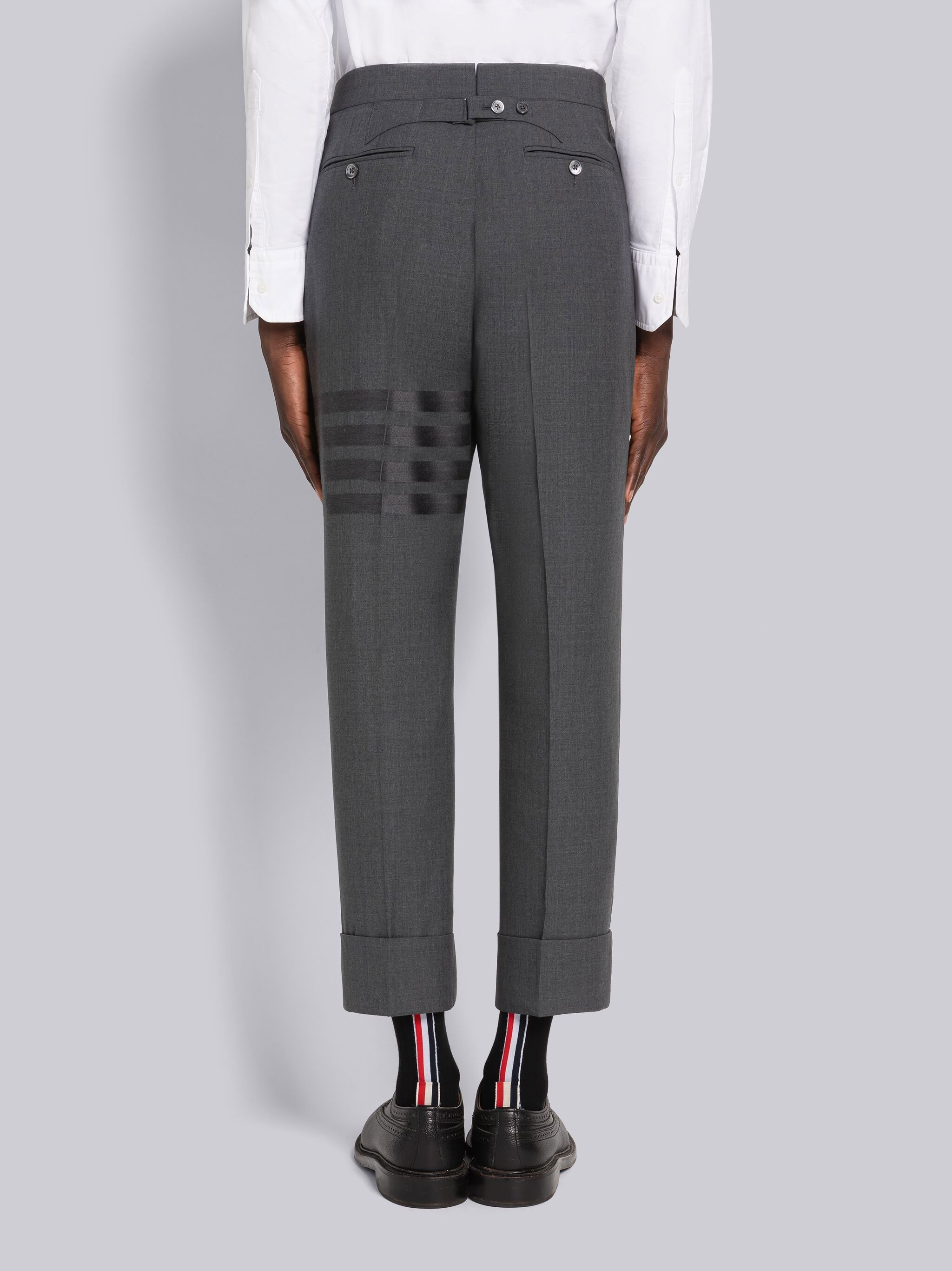 PLAIN WEAVE SUITING 4-BAR CLASSIC BACKSTRAP TROUSER - 3