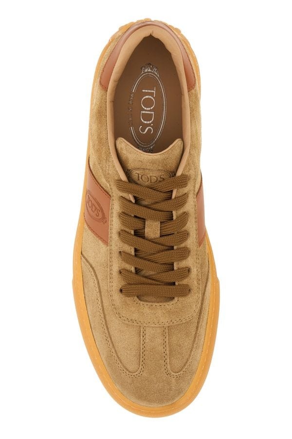 Beige suede sneakers - 4