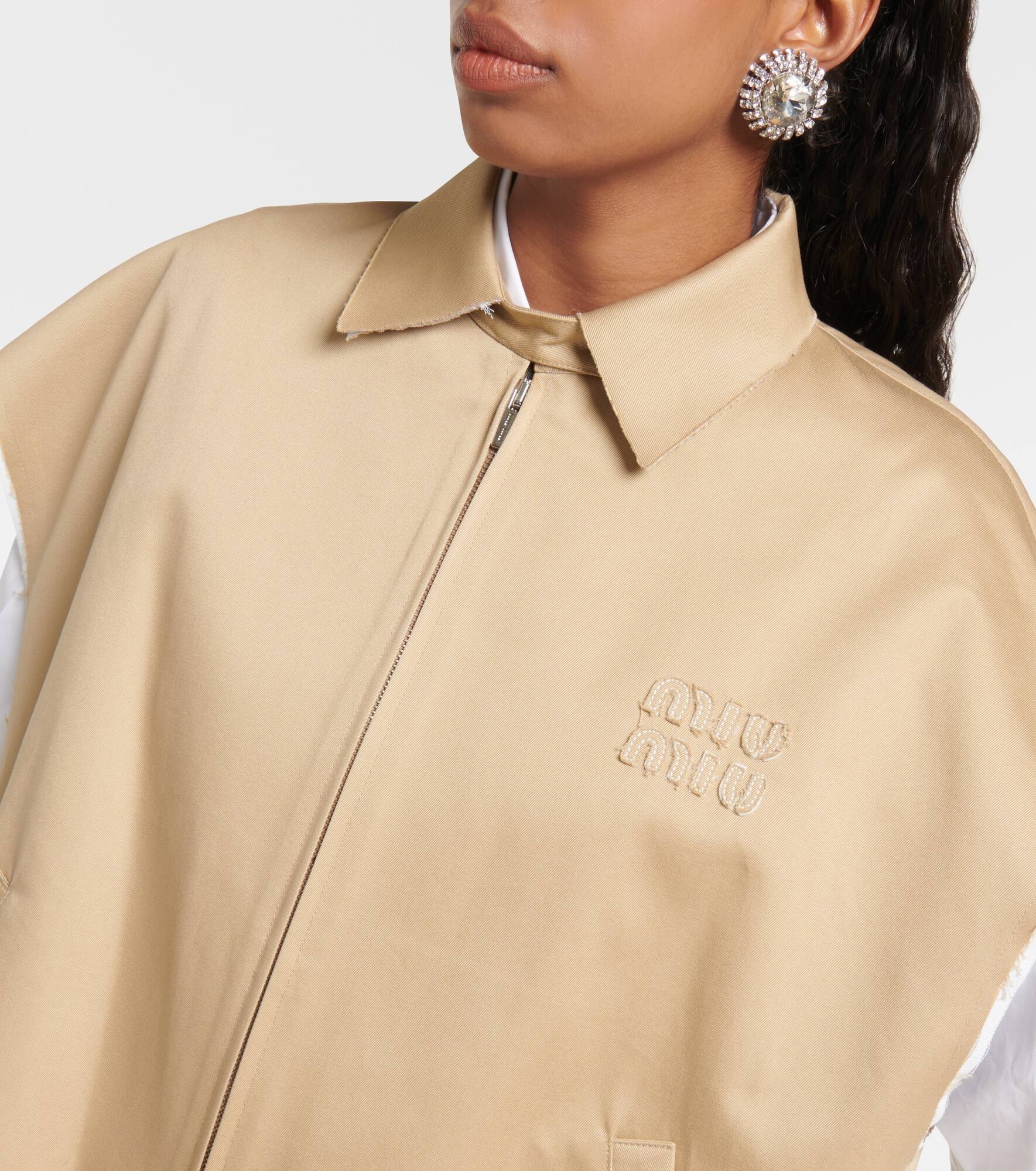 Zip-up cotton twill vest - 6