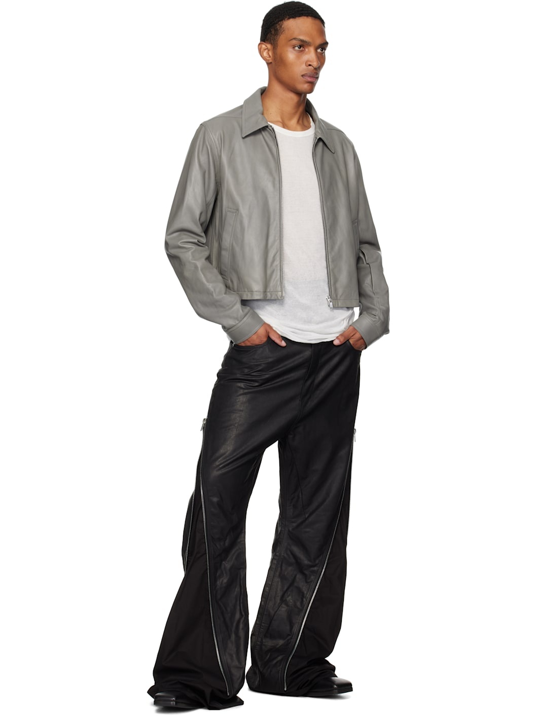Gray Concordians Alice Brad Leather Jacket - 4