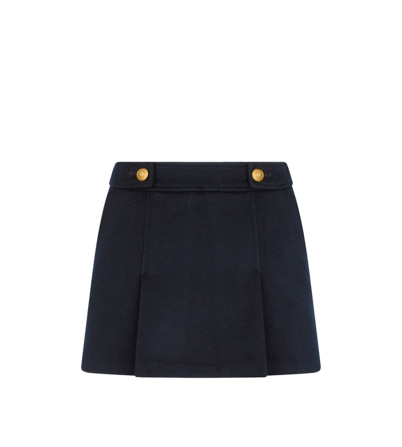 WOOL AND CASHMERE BLEND PLEATED MINI SKIRT - 1