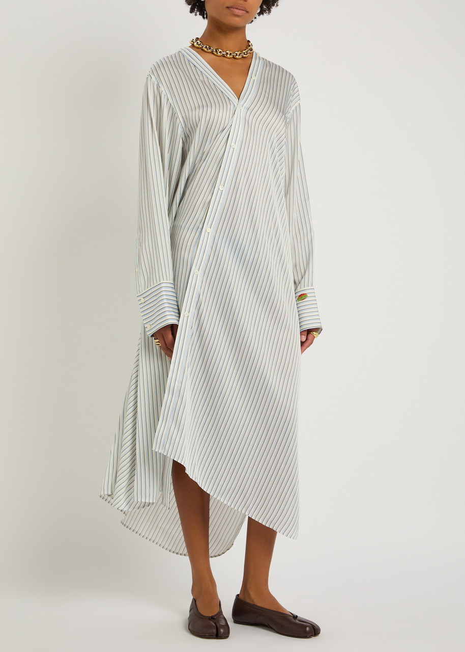 Acne Studios Striped Satin Midi Shirt Dress - 2