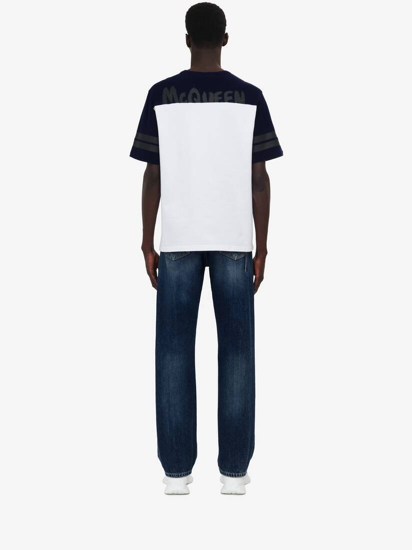 Men's Hybrid T-shirt in White/indigo - 2