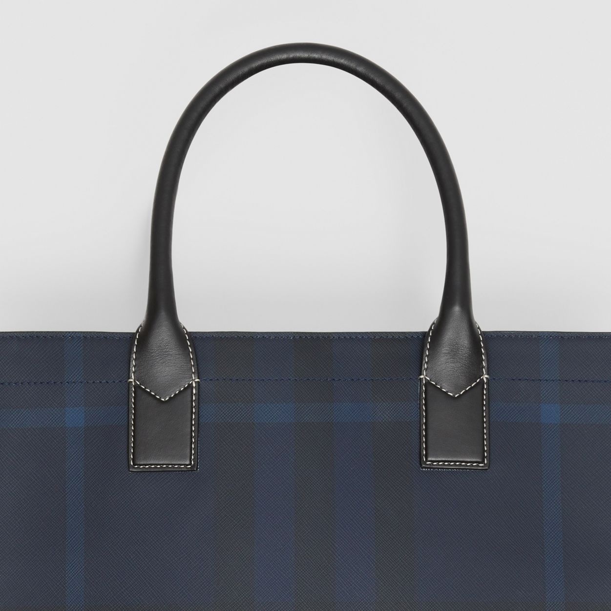 Exaggerated Check and Leather Tote - 2