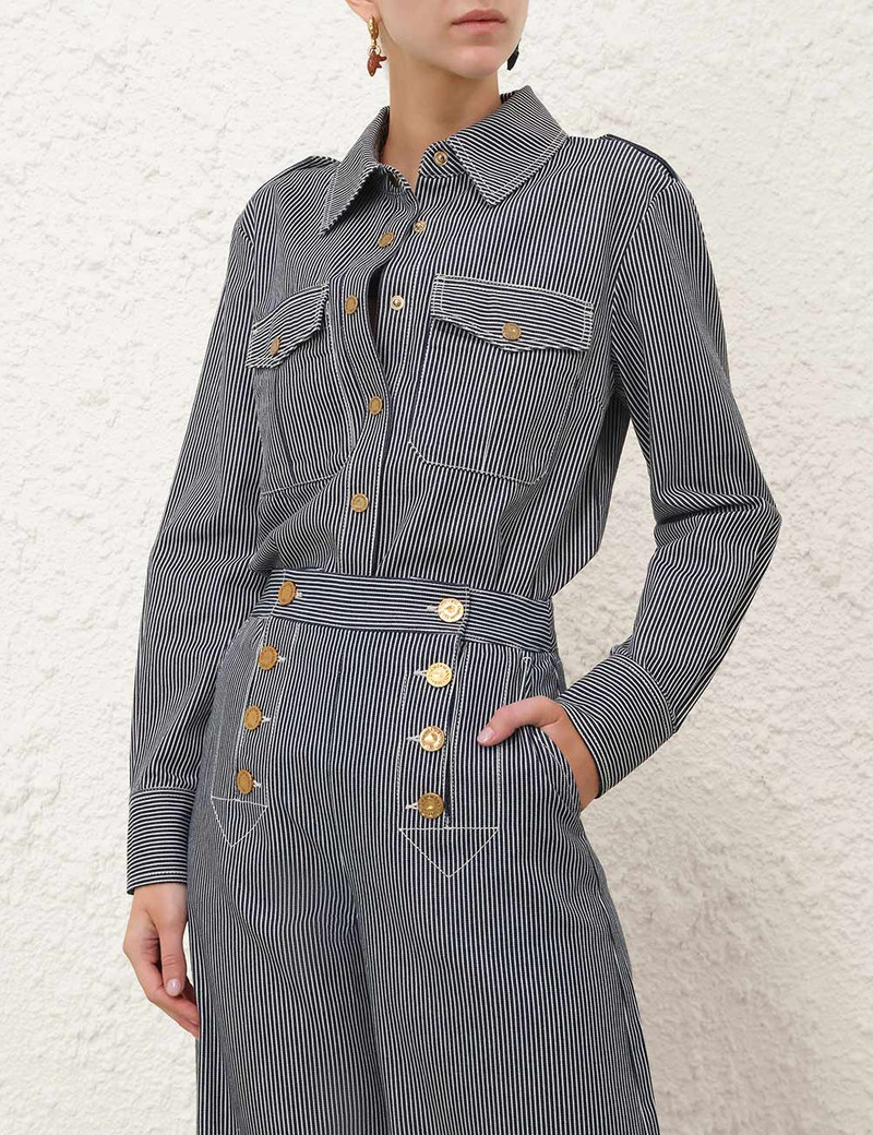 Zimmermann PATIENCE STRIPED DENIM SHIRT outlook