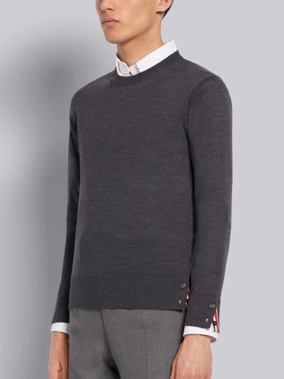 Thom Browne Dark Grey Fine Merino Wool Center Back Tri-Color Stripe Long Sleeve Crewneck Pullover outlook