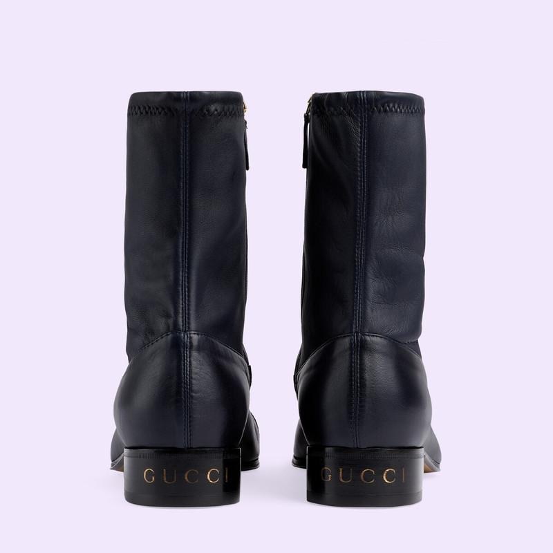GUCCI Men's leather boot with lizard outlook