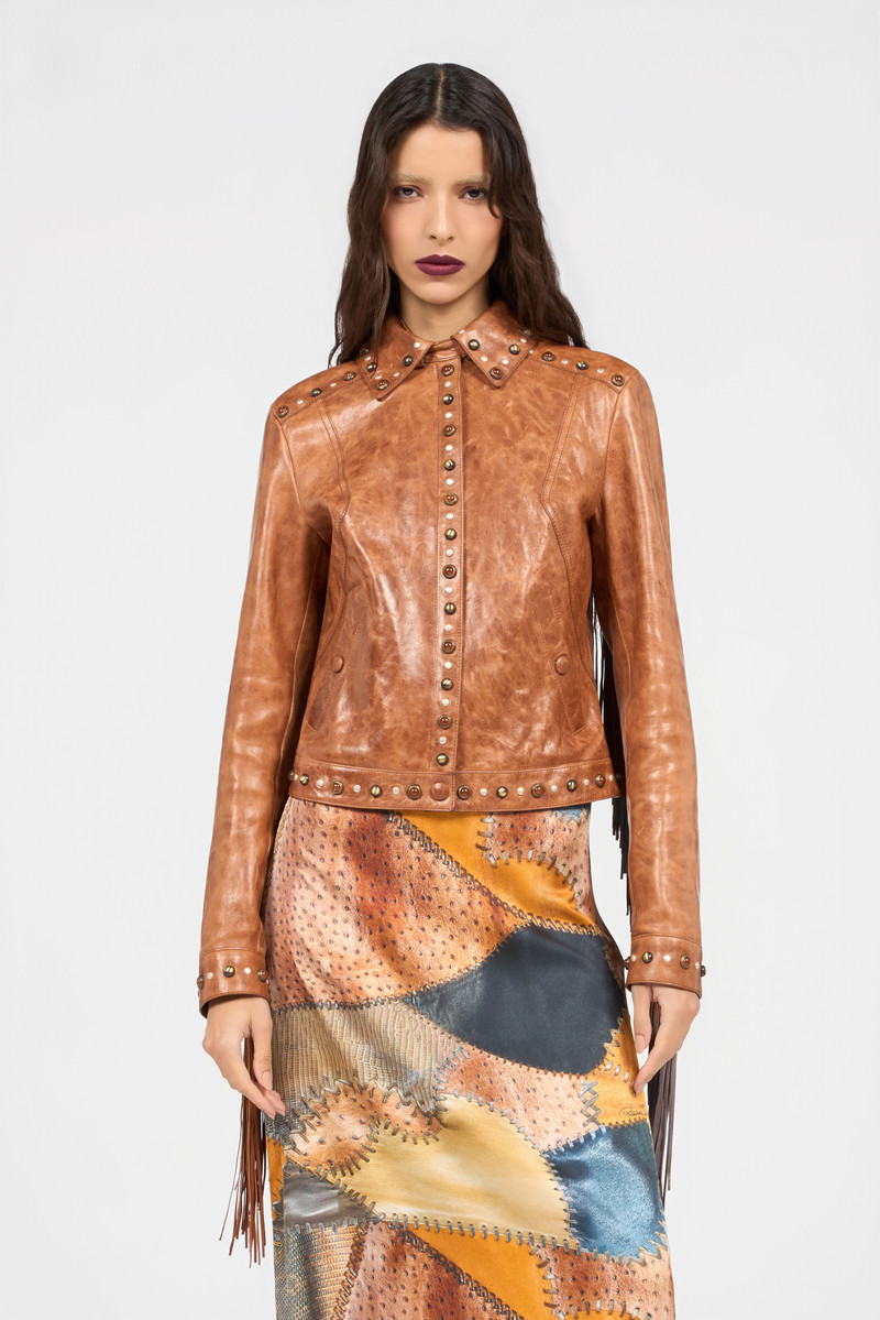 Leather Jacket With Fringes And Studs 3