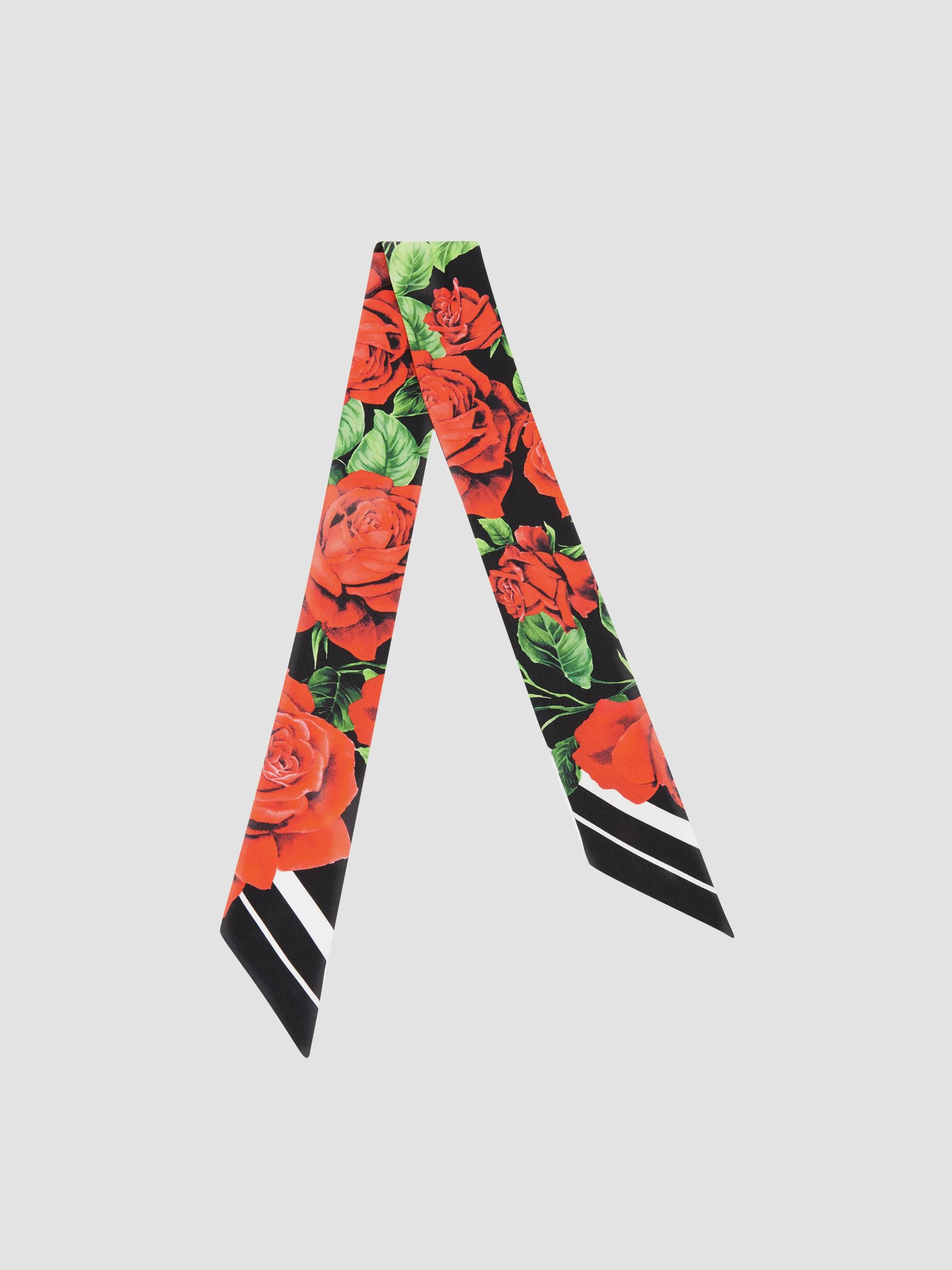 Women's Rose-Printed Silk Headscarf - Rose - 1