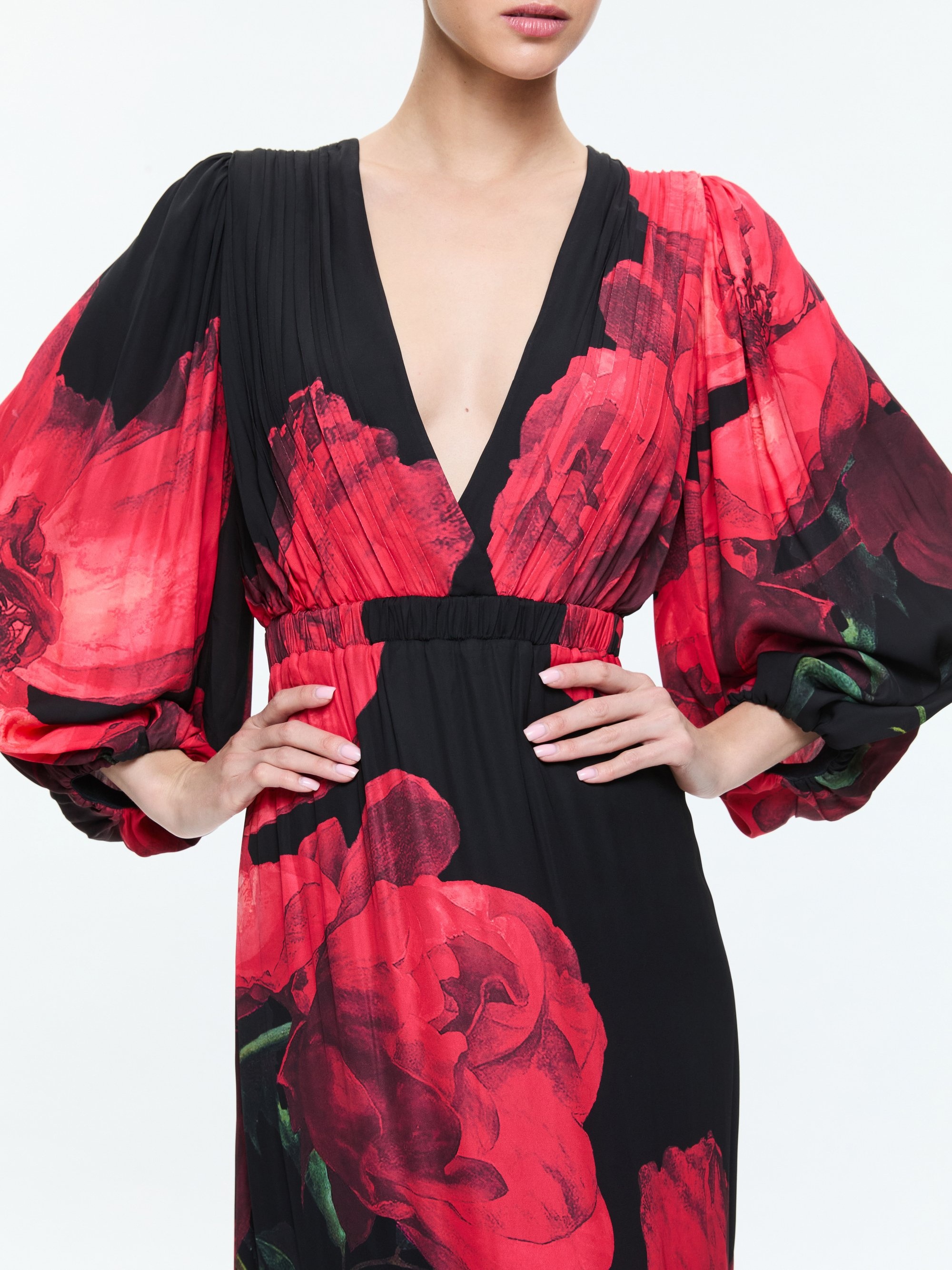 CLARISSA DEEP V GODET MAXI DRESS - 3
