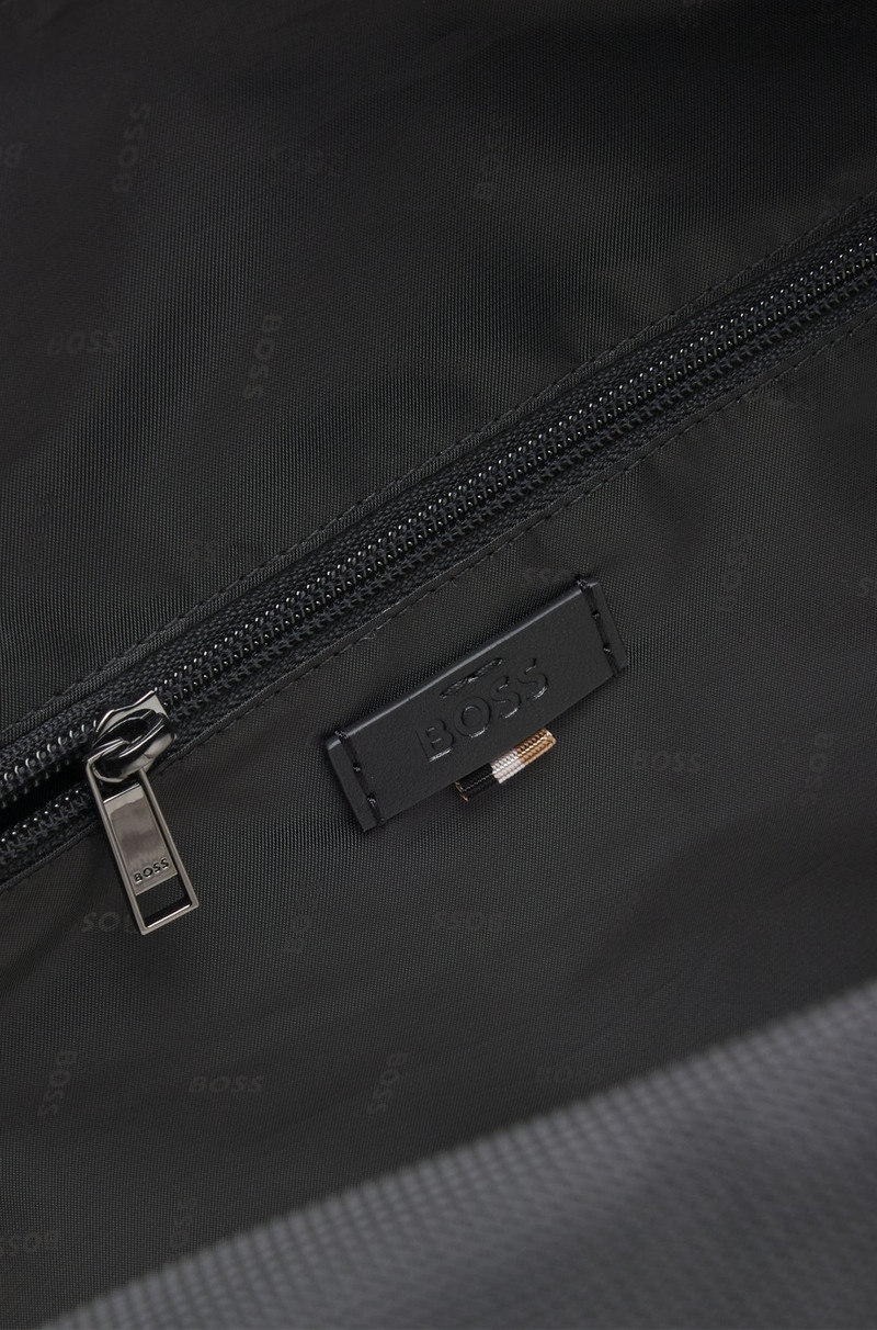 TEXTURED-FABRIC HOLDALL WITH FAUX-LEATHER TRIMS 6