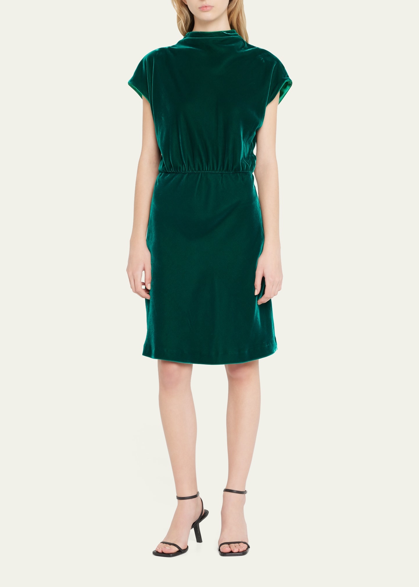Velvet Cowl-Neck Dress - 2