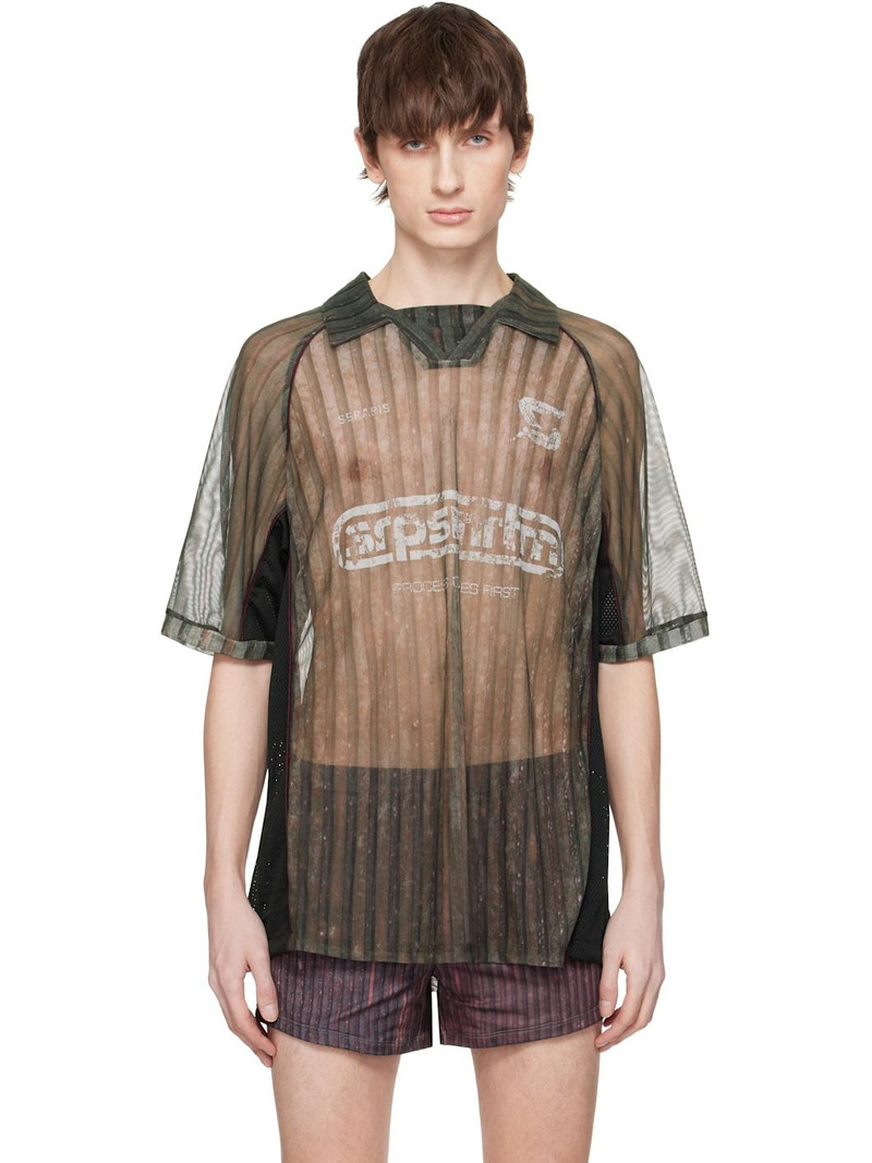 Khaki & Burgundy Aub Stripes Football Polo 1
