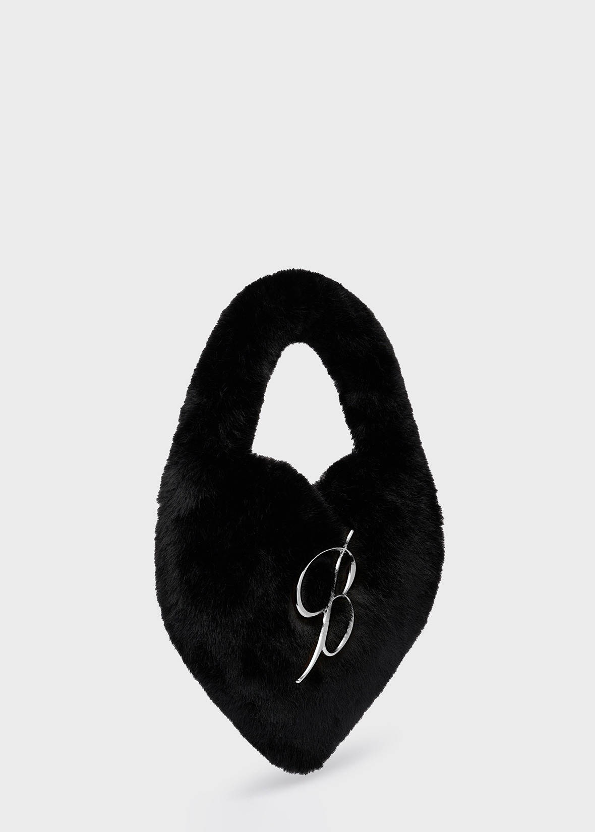 FAUX FUR HEART-SHAPED BAG WITH B MONOGRAM PIN - 2