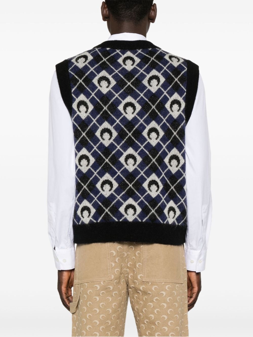 Moon Argyle knit vest - 4