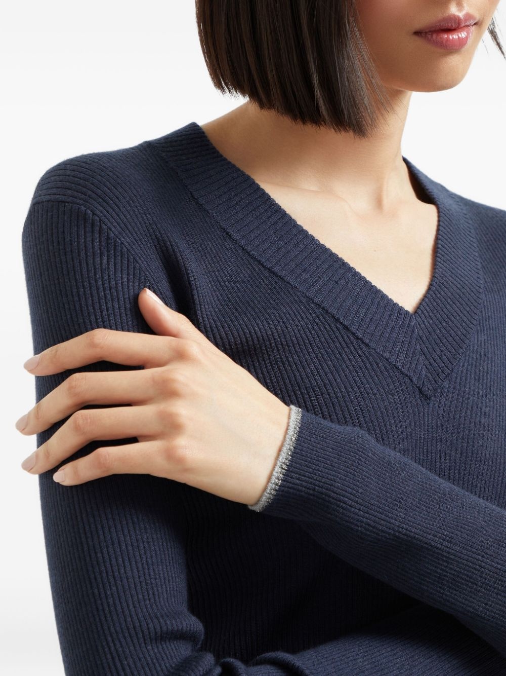 v-neck ribbed sweatshirt - 5