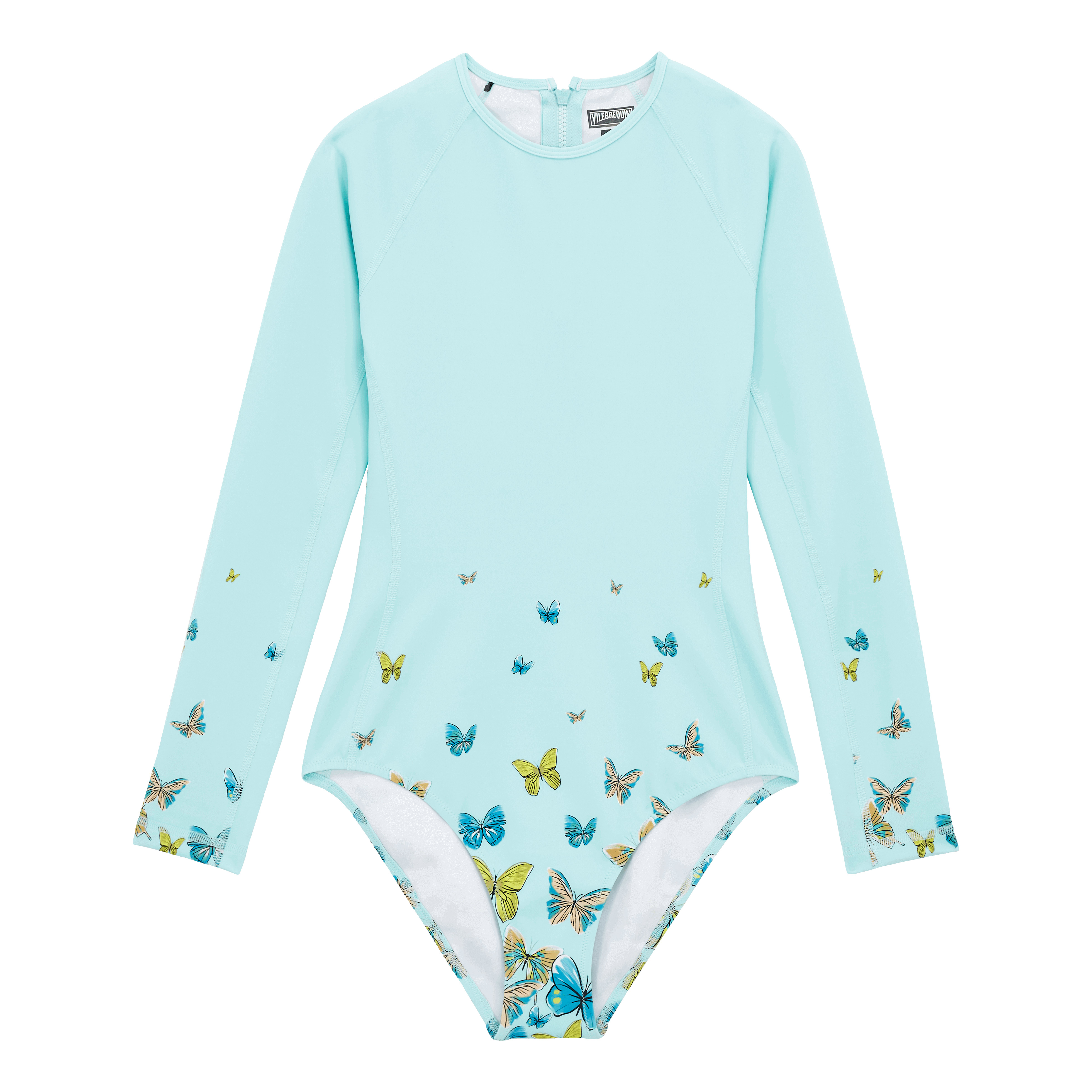 Women Long Sleeves One-Piece Rashguard Butterflies - 1