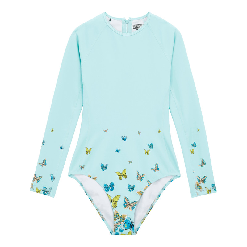 Women Long Sleeves One-Piece Rashguard Butterflies 1