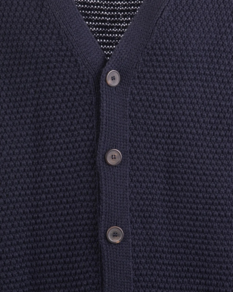 Men's Moss Stitch Cardigan Navy 4