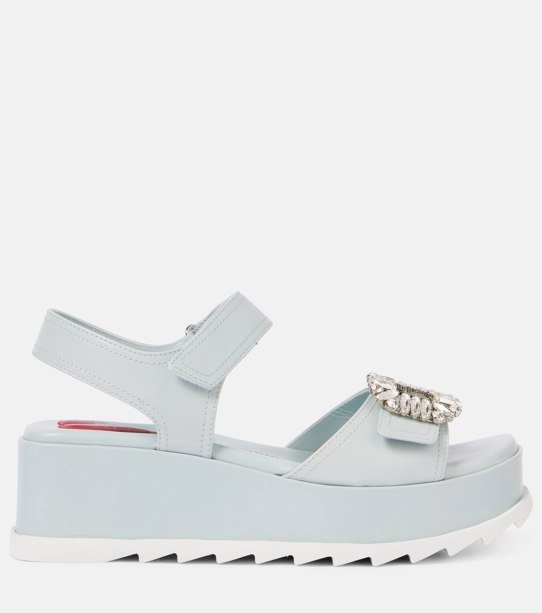Embellished leather platform sandals - 4