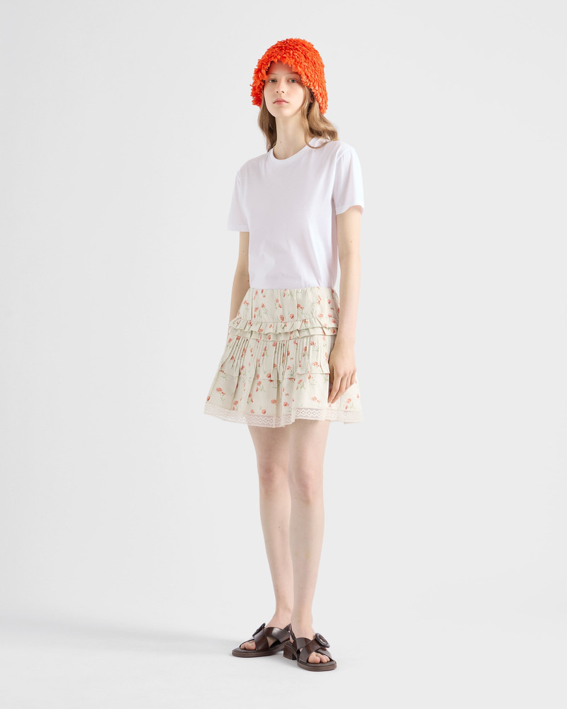 Prada Floral print linen miniskirt outlook