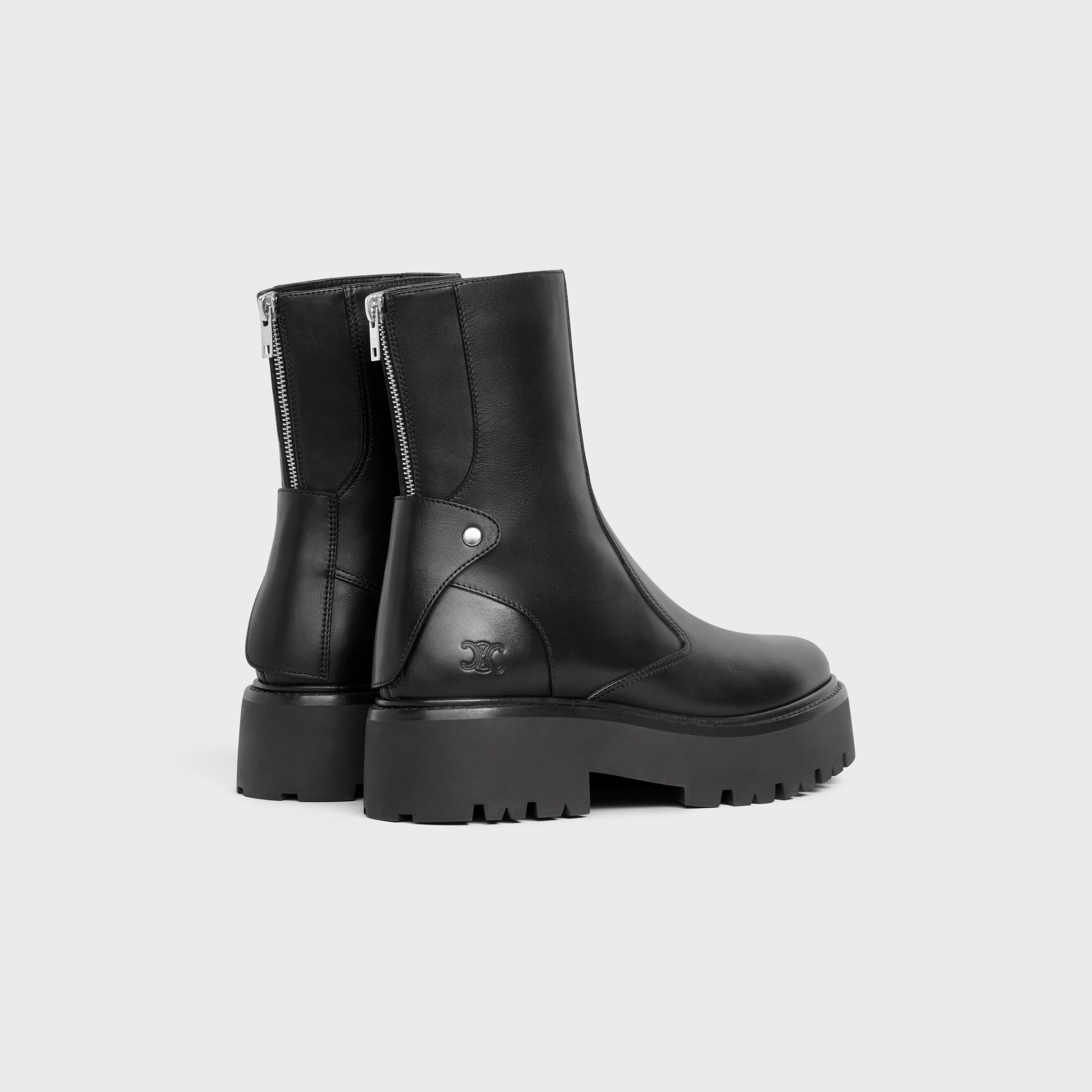 CELINE BULKY BOOTS WITH BACK ZIP AND TRIOMPHE in Calfskin - 3