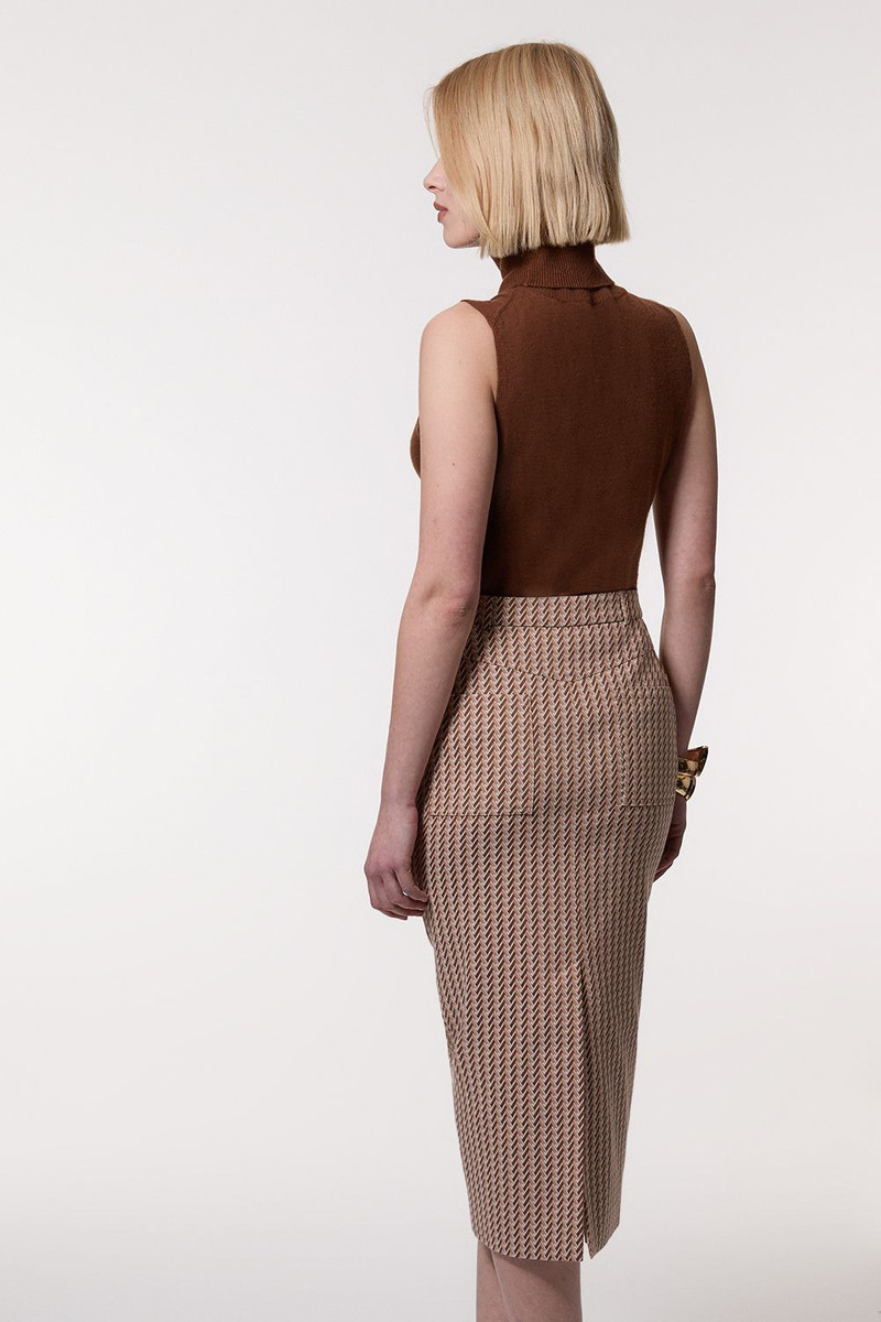Jacquard Tailored Maxi Pencil Skirt 5
