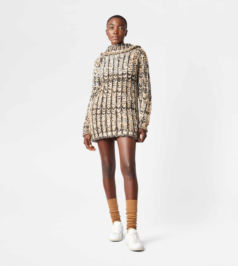 Tod's MAXI JUMPER MOULINÉ - BROWN, BEIGE, BLACK outlook