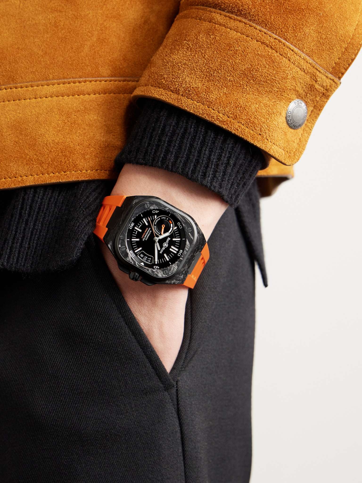 BR-X5 Carbon Orange Limited Edition Automatic Chronometer 41mm DLC-Coated Titanium and Rubber Watch, - 2