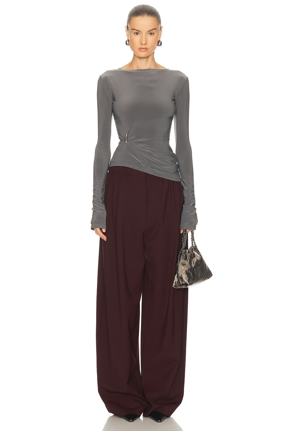 Claw Draped Long Sleeve Top - 5
