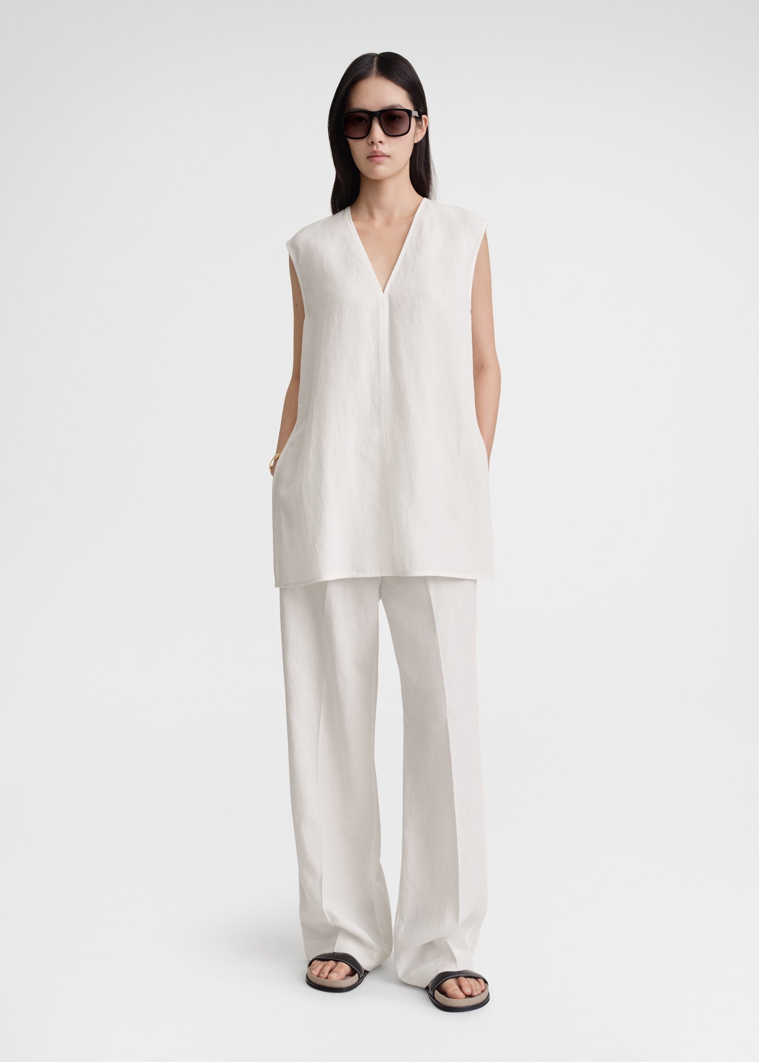 Fluid V-neck top off white - 2