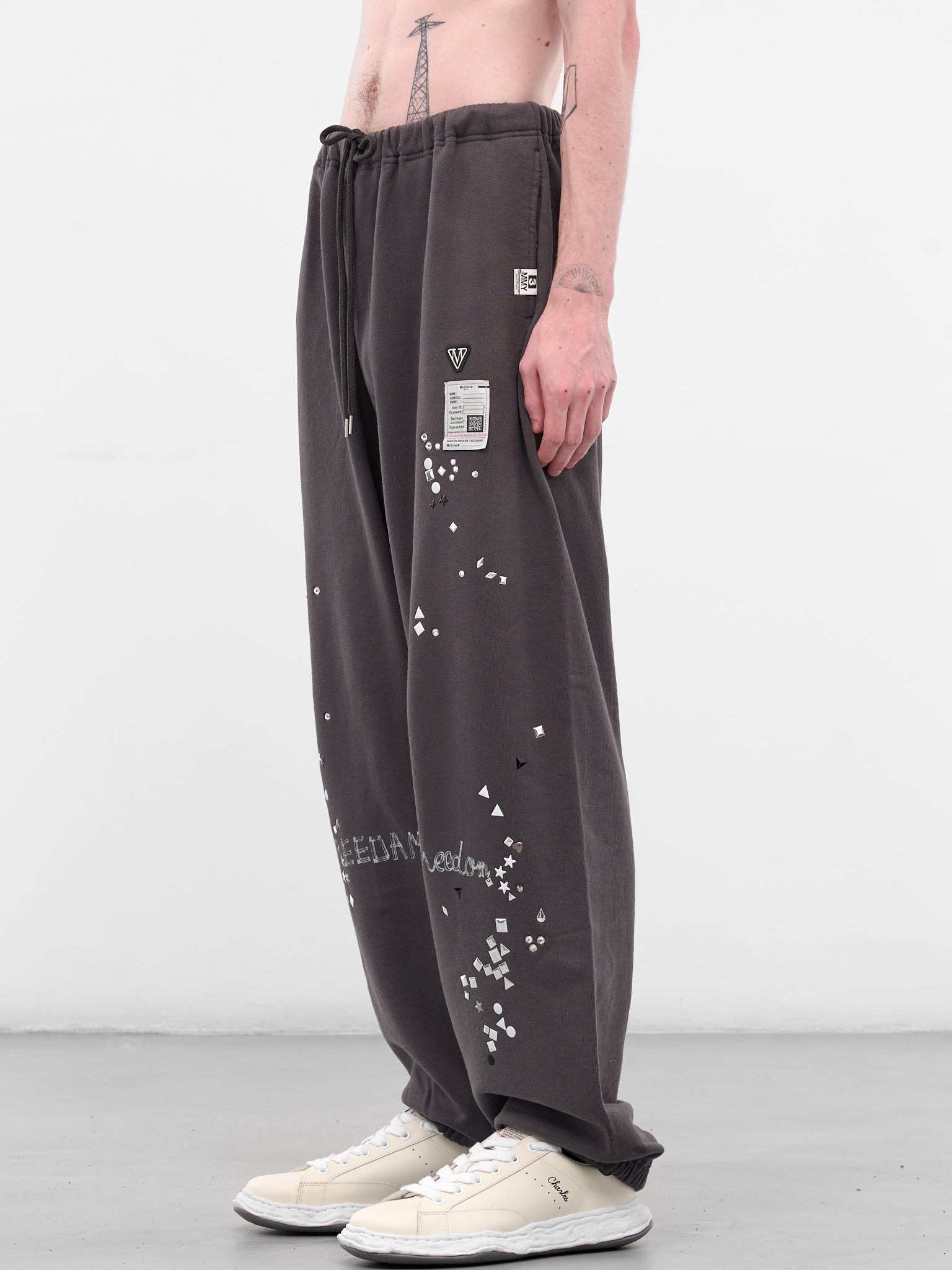 Black Studded Graphic Sweatpants - 2