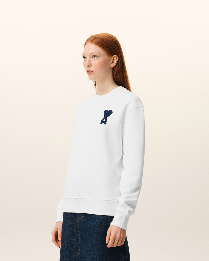 WHITE COTTON KNITTED AMI DE COEUR SWEATSHIRT 6