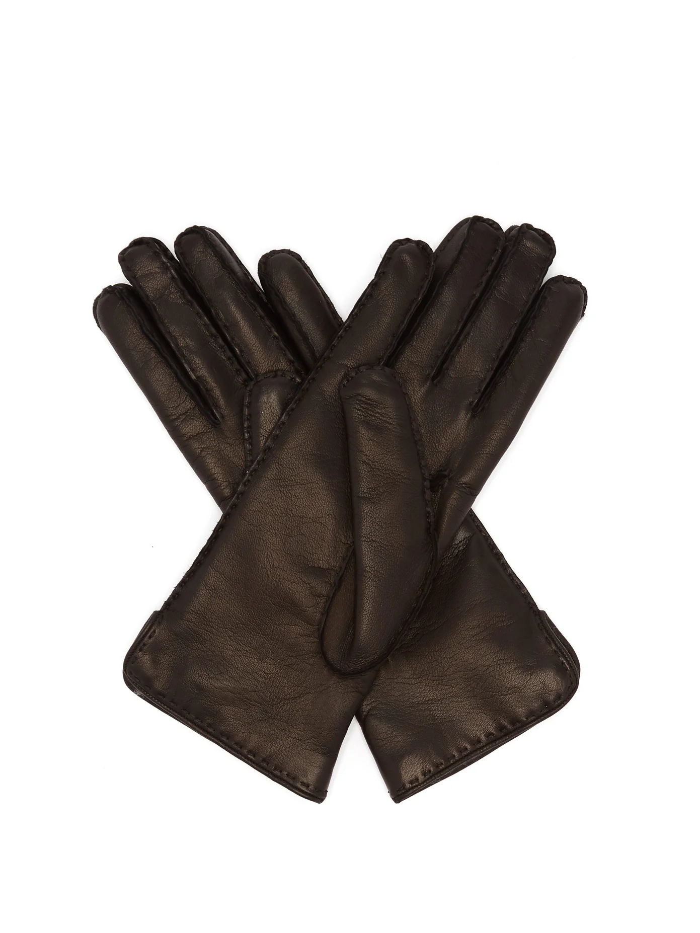 Logo-plaque leather gloves - 3