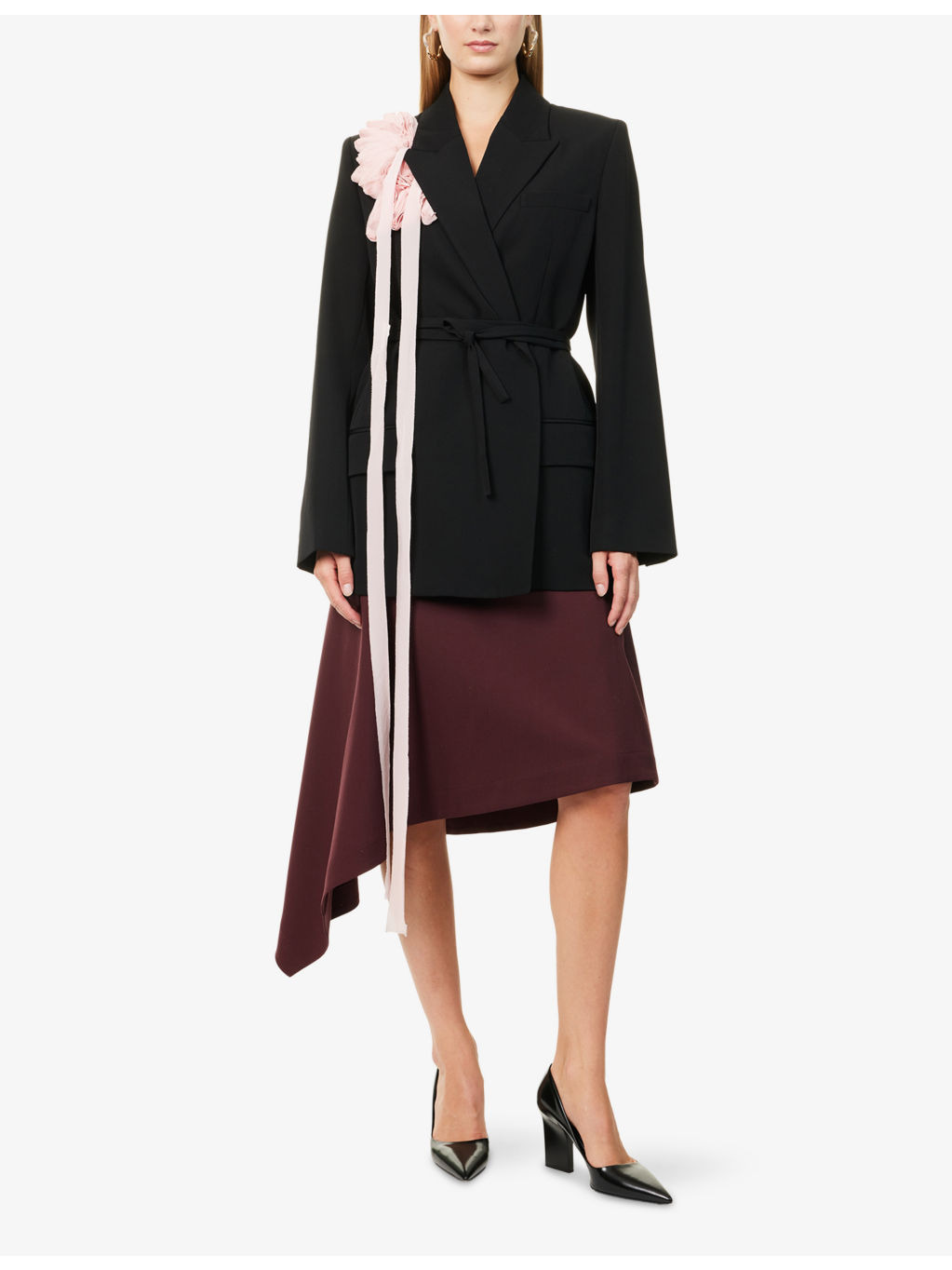 Single-Breasted Belted Wool Blazer - 3