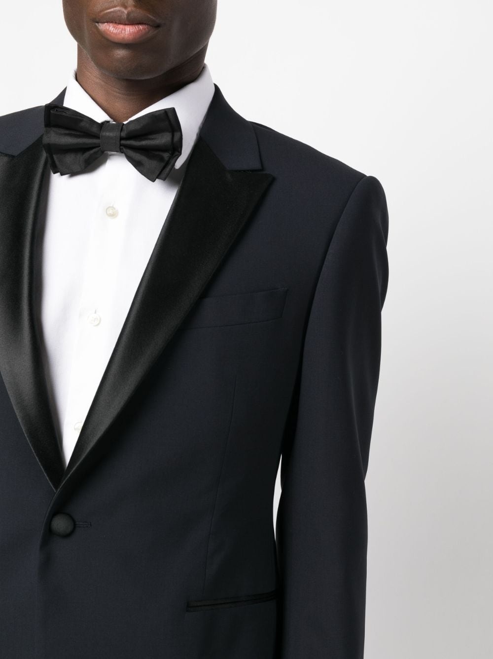 satin-trim single-breasted blazer - 5
